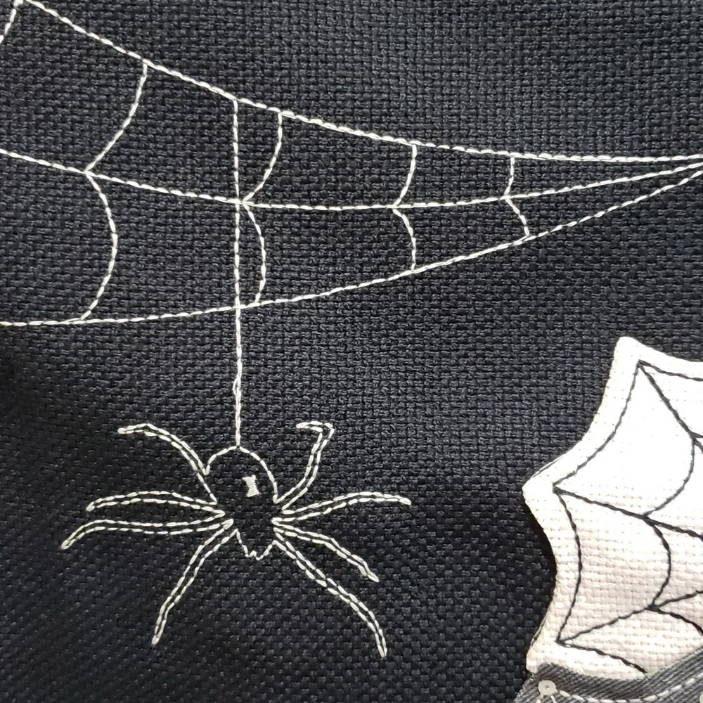 Melrose International NWT Black Table Runner with Appliqued Spider and Webs